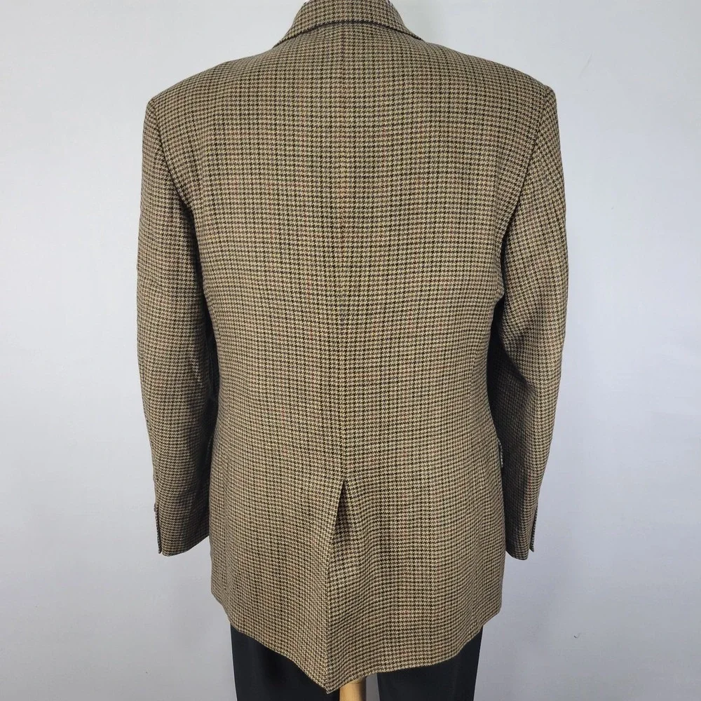 Evan Picone Men's Sport Coat Blazer Two Button Flannel Lambs Wool Houndstooth42L